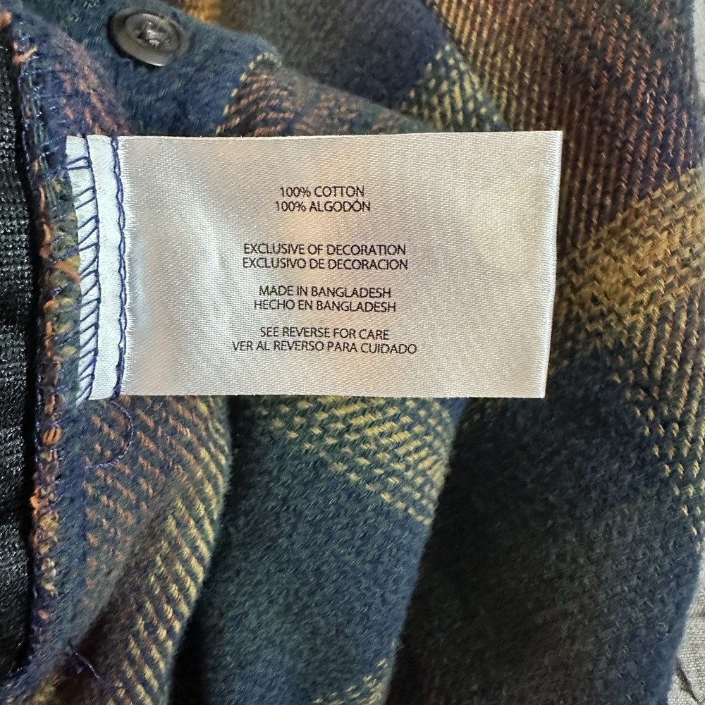 Orvis Plaid Flannel Shirt Mens Large Button Front Cotton Workwear Outdoors Patch - Picture 5 of 8